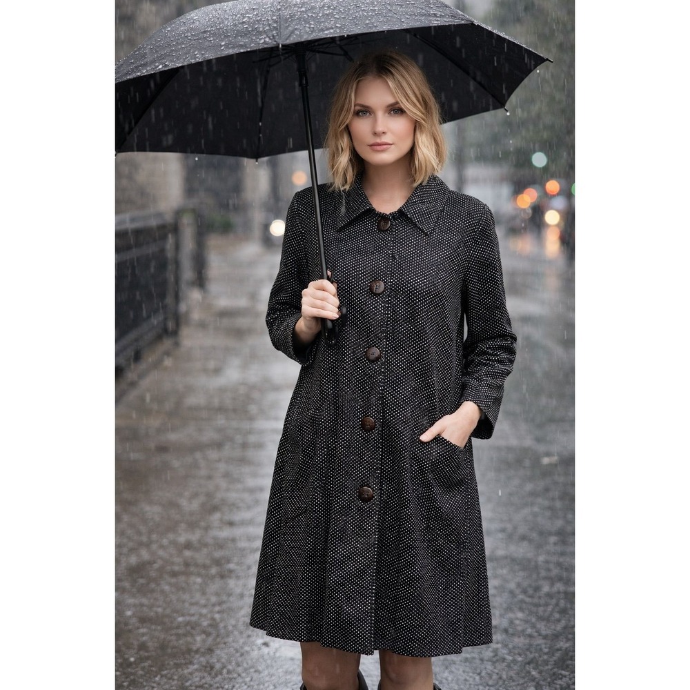 Hearts of Palm Polka Dot Coat Dress Black White Size‎ 16